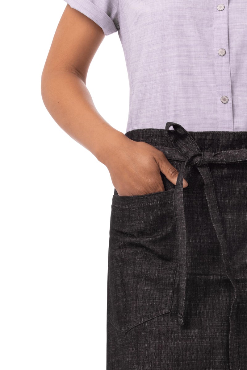 Chef Works Unisex Corvallis Half Bistro Apron, Black Burgundy, One Size - Image 3